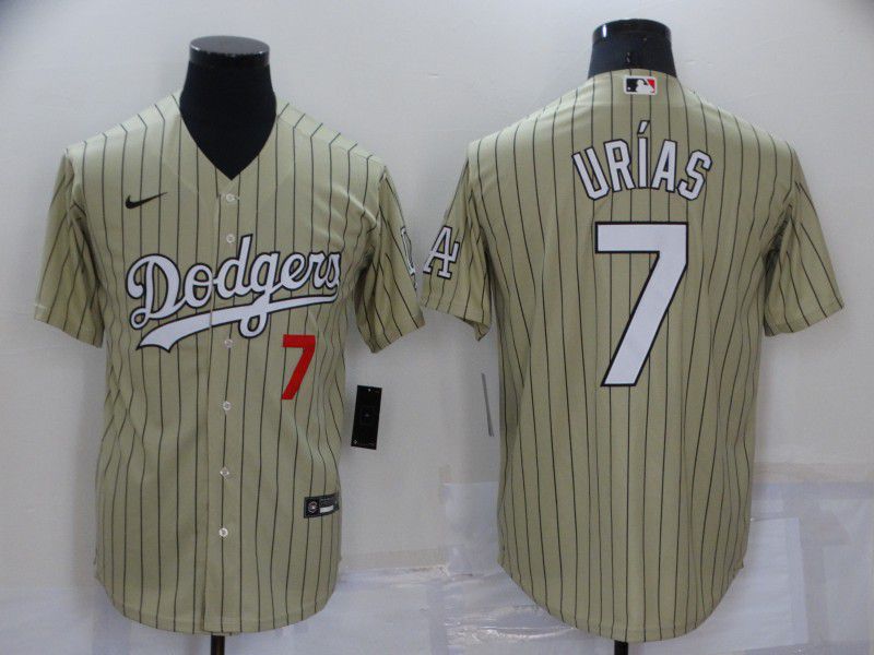 Men Los Angeles Dodgers #7 Urias green Stripe Game Nike 2022 MLB Jersey